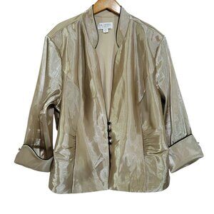JR Nites by Carol Lin Metallic Gold Jacket Womens 24W Vintage Glam Holiday Party